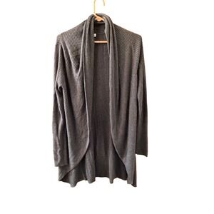 Leith Womens Gray Ribbed Open Front Cardigan Sweater Shawl Collar Size Small
